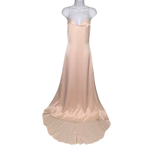 Lovers + Friends The Slip Dress Silky Maxi Sleeveless Gown with Train Blush 2 - Picture 1 of 11